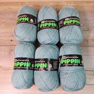 Spinnerin Pippin Yarn 100% Virgin Wool Light Blue 6 Skeins Vintage Swiss